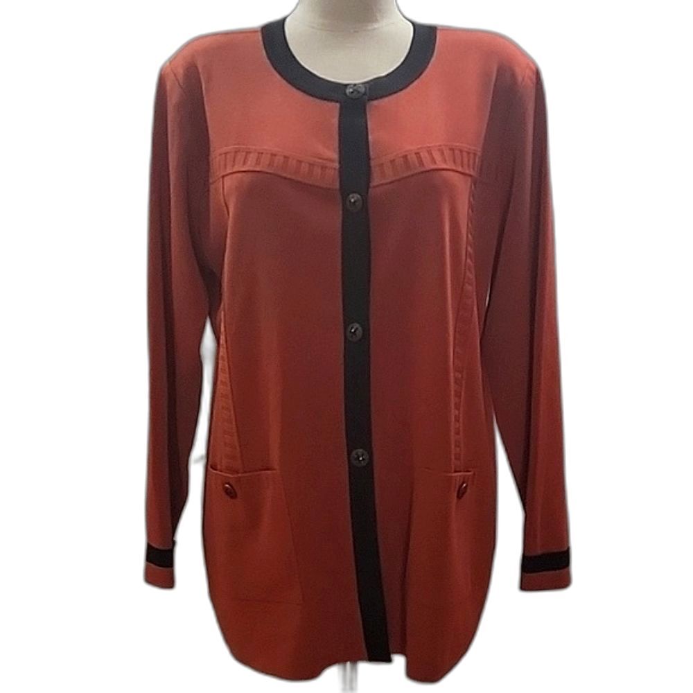 Exclusively Misook Cardigan Button Front Burnt Orange / Rust  Women's SZ M